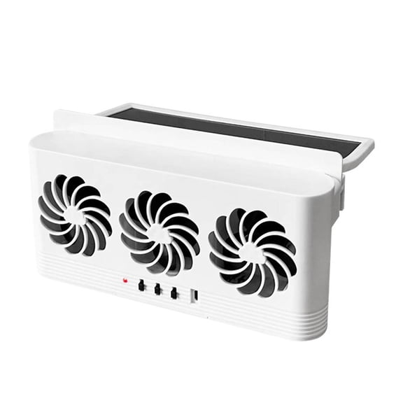 Solar Powered Car Ventilator, 3 in 1 White Solar Power Car Exhaust Fan w/3 Outlet, Portable Safe Auto Vent Radiator for Most Models of Cars, Thicken Seal