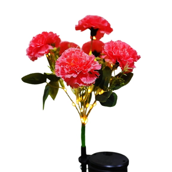 Solar-Powered Carnation Flowers Light, Outdoor Artificial Floral Ground Plug-in Light, for Garden Path Yard Walkway Patio Balcony Lawn (Red)
