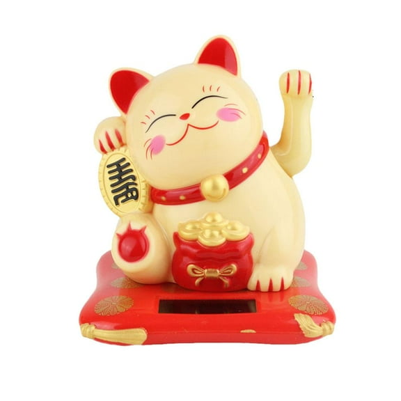Solar Powered Chinese Maneki Neko Lucky Waving Beckoning Fortune Cat Decor HOT Z5L2
