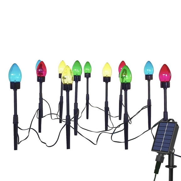 Solar Powered Christmas Marker Stake Lights For Outdoor Yard And Walkway Decoration With 13 Ground Plug Components