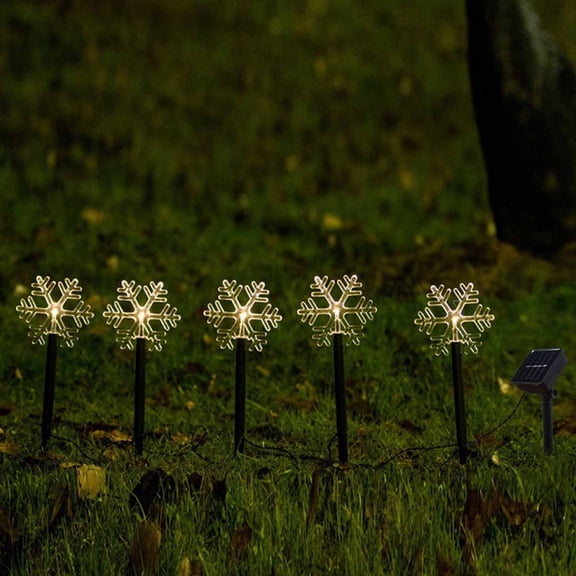 Solar Powered Christmas Snowflake Garden Lights Waterproof LED Decorative Stake Lamp for Yard Patio Walkway