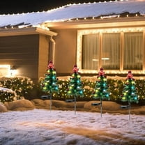 Solar Powered Christmas Tree Light Outdoor Garden Stake with 4 Color Changing LED for Yard Pathway Lawn Decoration | Waterproof & Auto On/Off Solar Panel for Holiday Patio Courtyard Landscape