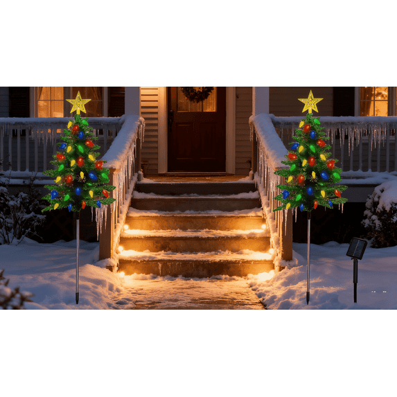 Solar Powered Christmas Tree Lights - 100 LED Decorative Outdoor Lights ...