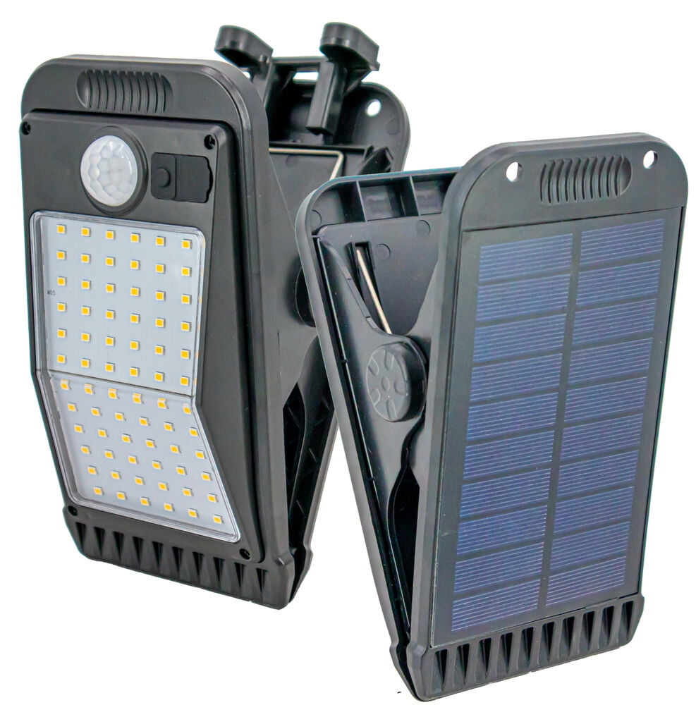 Solar Powered Clip On Outdoor 72 LED Lights Super Bright Motion Sensor Flood Light, 4 Modes, 3 Mounting Ways, 270-Degree Coverage, Weatherproof + USB Rechargeable