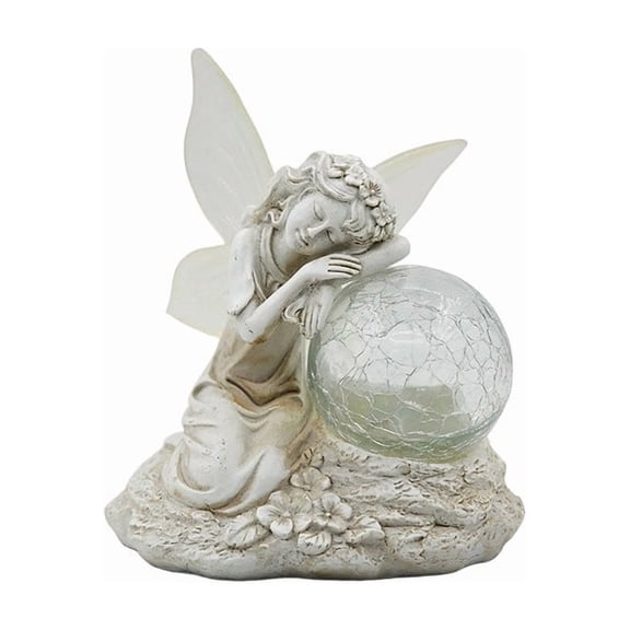 Solar Powered Color Changing Angel Statue Solar Ornament, Resin Craft with Dynamic Light Display for Garden, No Wiring Outdoor Patio Yard Decoration Gift