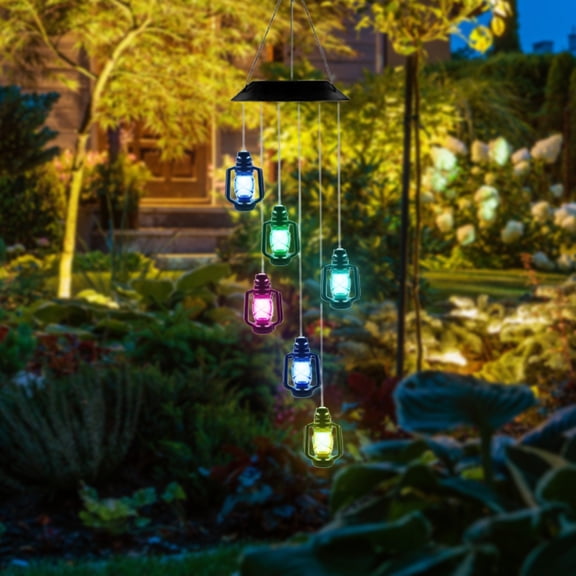 Solar-Powered Color-Changing Lantern Wind Chime - LED Light Wind Mobile for Garden, Patio, Deck, Yard, Home Decor - Perfect for Mother's Day, Christmas, Housewarming, Unique Outdoor Gifts
