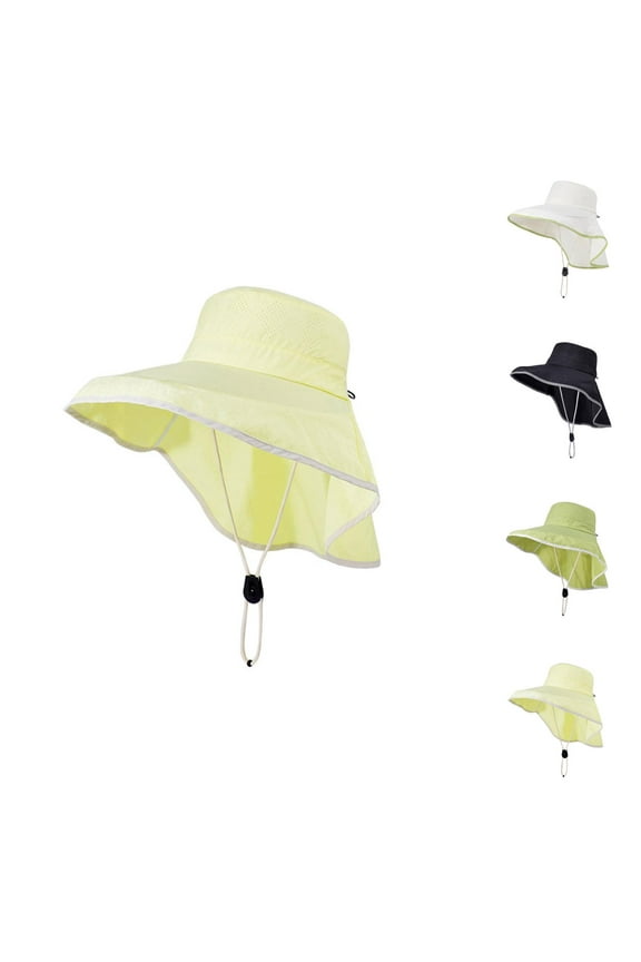 Solar Powered Cooling Bucket Hat - Fan Hot Weather Summer Outdoor Sunshade Hats For Men And Women Mountaineering Fishing Sunscreen Large Brim Shawl Neck Protectors Quick Drying