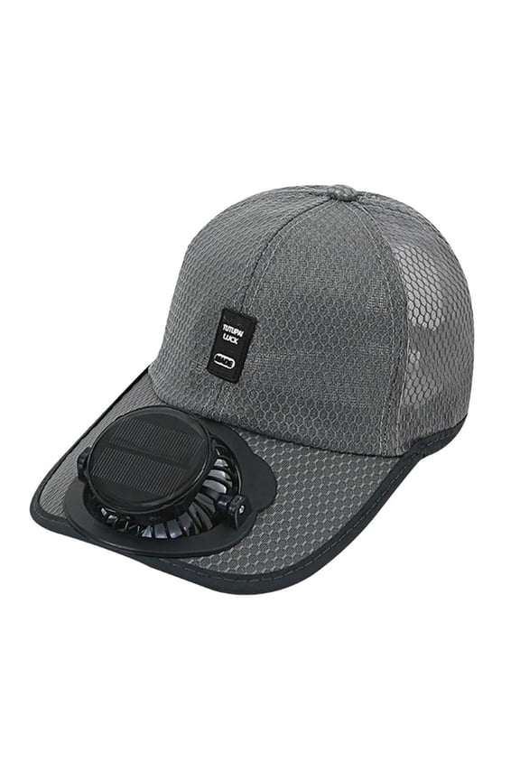 Solar Powered Cooling Fan Baseball Cap, USB Rechargeable Sun Hat with Adjustable Multi-Speed Fans for Golf, Fishing, and Outdoor Work, Gray