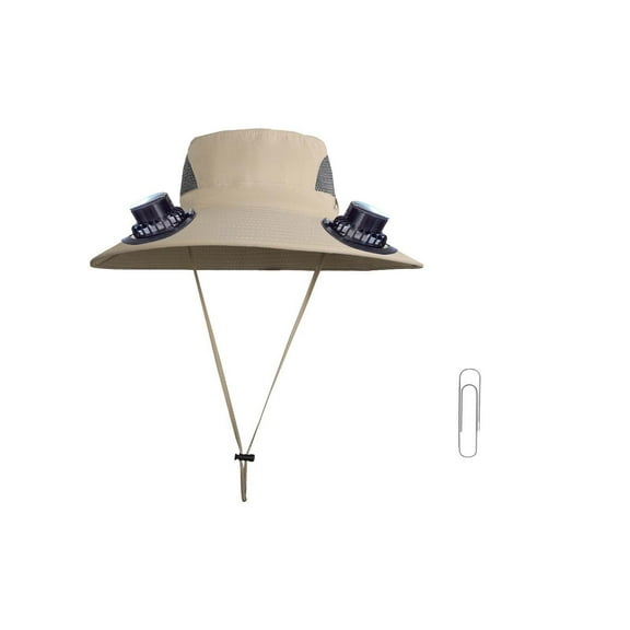 Solar Powered Cooling Hat for Men Wide Brim Solar Fan Hat Outdoor Fishing Outdoor Fishing Sun Hat with Fans Solar Power for Men Women with 2 Fan Removable & USB Charging
