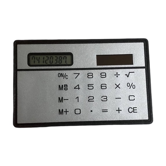 Solar-Powered Credit Card Calculator 8-Digit Ultra-Thin ABS for Office Travel School Use