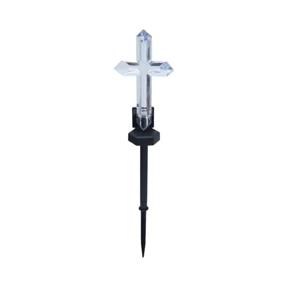 Solar-Powered Cross Light, Grave Marker Cemetery Decor, Cemetery Cross Jesus Cross Light for Grave,LED Light Cross, Garden Stake Light, Outdoor Peaceful Decorative Lamp for Yards, Gardens, Patios