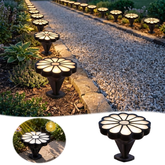 Solar Powered Daisy Shaped Garden Light With Auto On Off Feature For Patio Yard And Walkway Decor