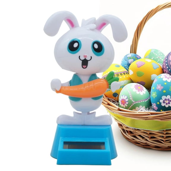 Solar Powered Dancing Bunny Toy - Cute Easter Rabbit Shaking Head Car Dashboard & Office Desk Decor