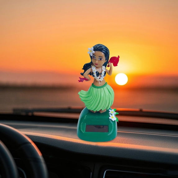 Solar Powered Dancing Figure Animated Car Decorative Girl Doll with Head Swaying Motion for Home Desk Novelty Toy