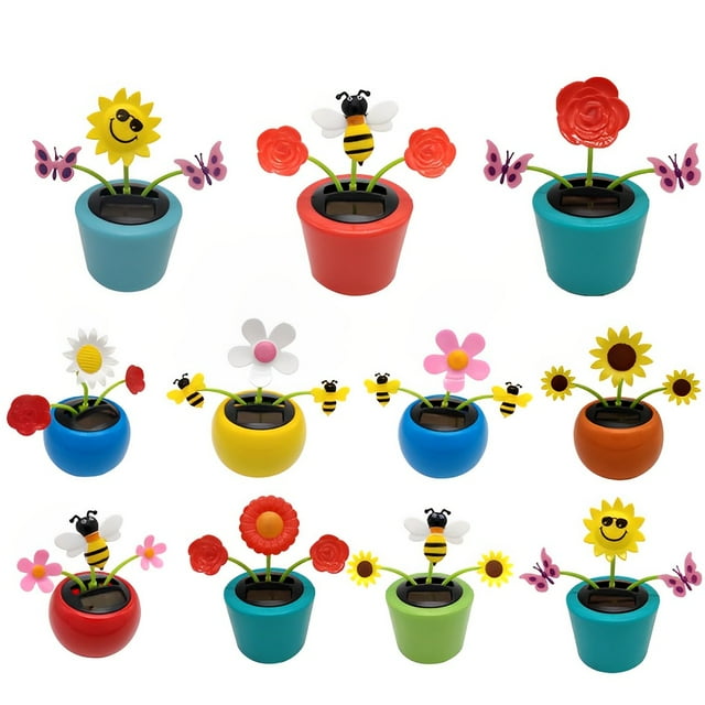 5Pack SolarPowered Dancing Flower Bobble Head, Animated Desk