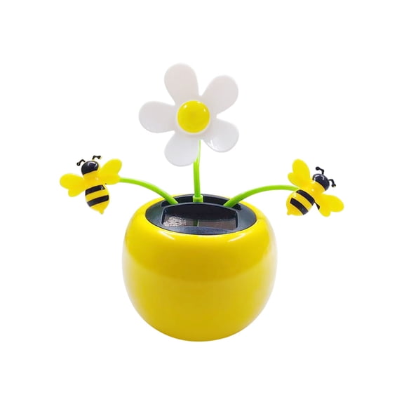 Solar Powered Dancing Flowers - Cute Sunflower & Bee Figurines that Sway in Sunlight, Garden Decor for Yard, Patio & Fun Yellow