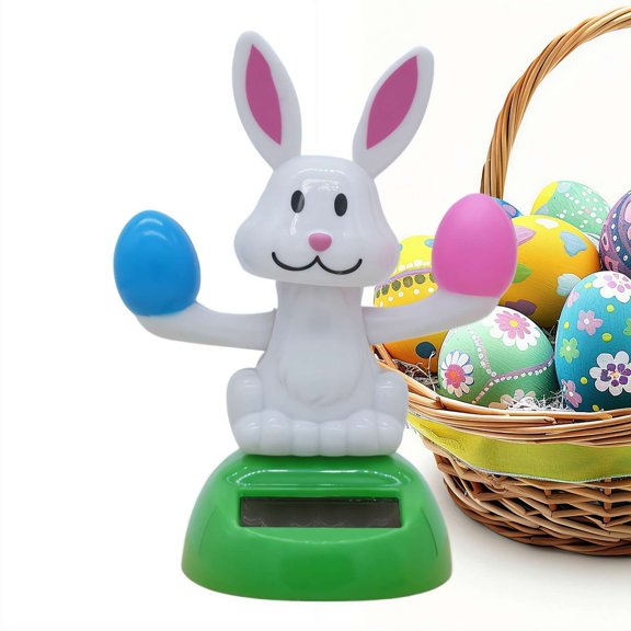 Solar Powered Dancing home decor , Cute easter Bunny Eggs Solar Dashboard decoration For Car 4inch