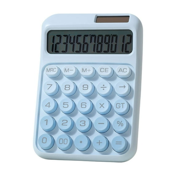 Solar Powered Desktop Calculator with Mechanical Feel, Dual Power Supply, Auto Shut-Off, and Financial Functions for Office, School, and Home Use