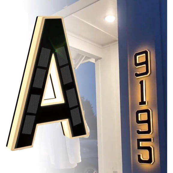 Solar-Powered Digital LED Address Number Sign,Waterproof Backlit House Numbers,Bright Outdoor Visibility,Easy Wall or Fence Mount,Ideal for Homes,Apartments,Offices,Restaurants blacke K