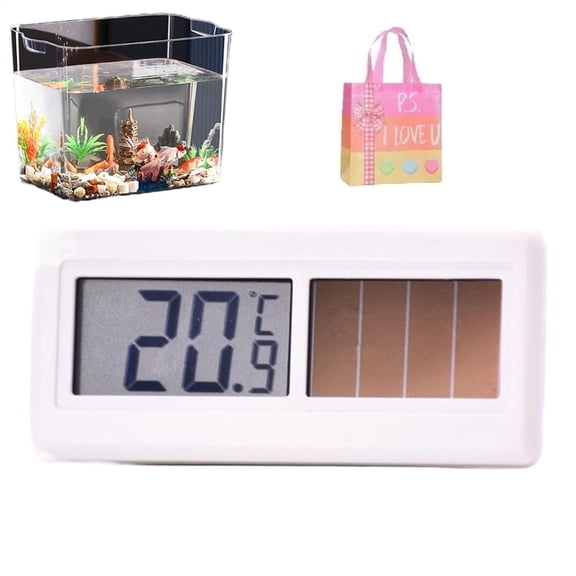 Solar Powered Digital Panel Thermometer, Waterproof Refrigerator Thermometer with Embedded Display for AC Aquarium Fridge Freezer and Digital(XX)