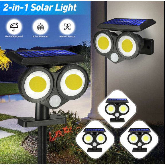 Solar-Powered Double-Headed Sensor Wall Light Patio Outdoor Intelligent Light Sensitive System