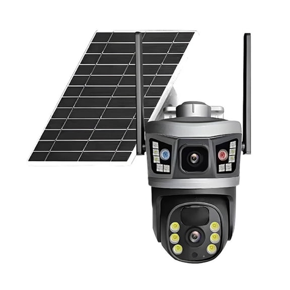 Solar Powered Double View Surveillances Camera with High Definition Ultrared Night Visibilities and 10x Optically Zoom