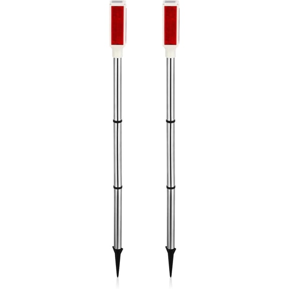 Solar Powered Driveway Markers 30 inch Reflective Red Reflectors on Poles for Snow Road Yard Parking 2 Pcs