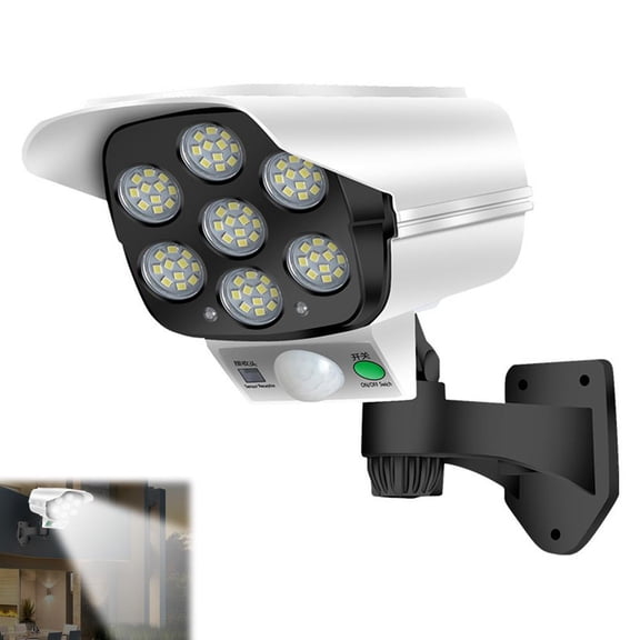 Solar Powered Dummy Security Camera Light with Motion Sensor & Remote Control, Waterproof LED Outdoor Yard Path Lamp