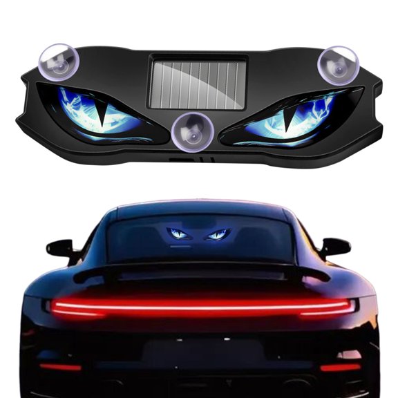 Solar Powered Dynamic Devil Car LED Light, Animated Windshield Ambient Lamp, Wireless Night Driving Decor, Vibration Sensor Activated Accent