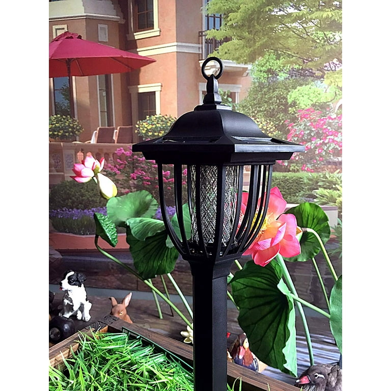 Solar Powered Electric Bug Light Zapper Outdoor Cordless Flying Insect Killer 8 Hour Operation Beautiful Garden Lamp Portable LED Machine Best Stinger for Mosquitoes Moths Flies More Black Walmar...