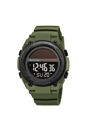 Solar Powered Energy Watch for Men Military Digital Multifunctional Led Luminous Indication 2 Time Zone 50m Waterproof Watch Reloj Solar para Hombre