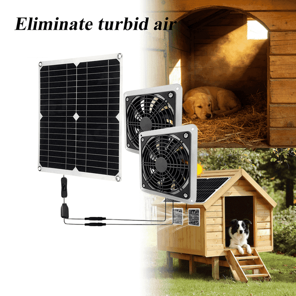 Solar Powered Exhaust Fan 15W for Chicken Coop, Dog House, Greenhouse, 3200RPM High Speed Ventilation Fan with IP54 Waterproof, Adjustable Mounting Bracket for Shed, Barn, Pet House