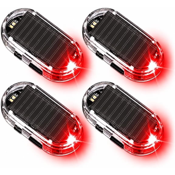 Solar Powered Fake Car Alarm Light Anti-Theft LED Simulated Security Lamp | Auto Light Sensor LED Simulated Security Warning Flashing Light with USB Charging Port No Wiring DIY Car Dummy Alarm Lamp