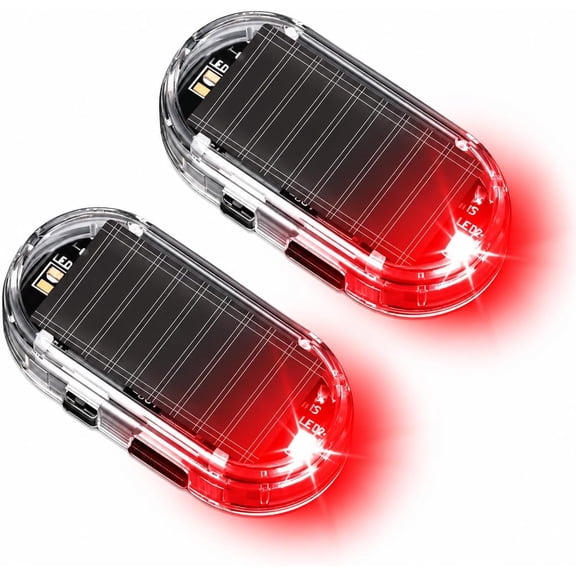 Solar Powered Fake Car Alarm Light Anti-Theft LED Simulated Security Lamp | Auto Light Sensor LED Simulated Security Warning Flashing Light with USB Charging Port No Wiring DIY Car Dummy Alarm Lamp