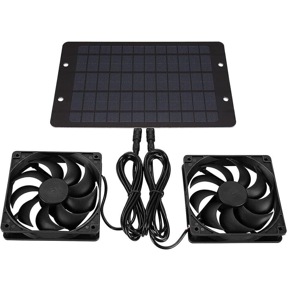 Solar Powered Fan 12V 10W Waterproof Dual Exhaust Fan For Camping Greenhouse