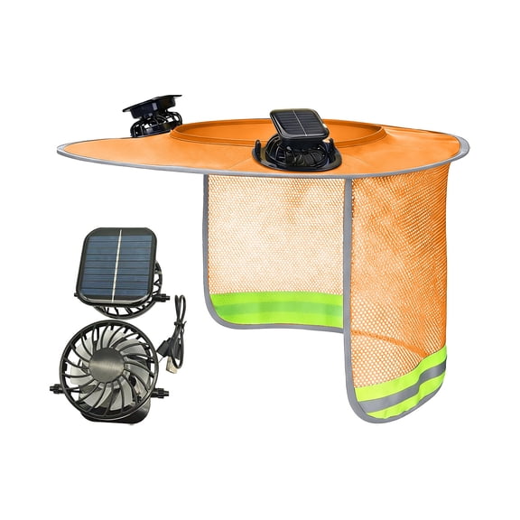 Solar Powered Fan Attachment for Hard Hats, Detachable Sun Visor Brim with Cooling Fan for Outdoor Work and Heat Protection