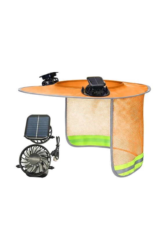 Solar Powered Fan Attachment for Hard Hats, Detachable Sun Visor Brim with Cooling Fan for Outdoor Work and Heat Protection