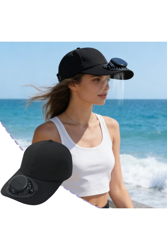 Solar Powered Fan Baseball Cap, Breathable Cooling Sun Hat for Men Women, Adjustable Dual Power Casual Cap for Summer Outdoor Daily Leisure Use