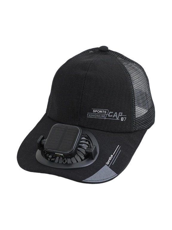 Solar Powered Fan Hat, Extended Brim Cooling Cap, USB Rechargeable Sunshade Headwear, Semi Mesh Breathable Visor, Outdoor Hiking Gear