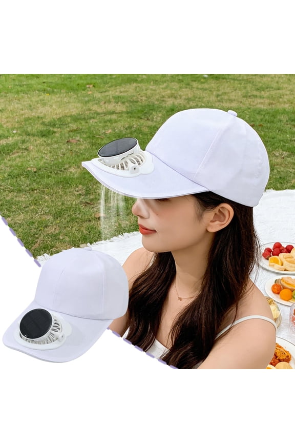 Solar Powered Fan Hat with LED Display, Rechargeable USB-C Cooling Baseball Cap, 3-Speed Quiet Adjustable Wind Sun Hat for Men Women Outdoor Fishing Hiking Gardening, Fast-Dry Breathable Visor