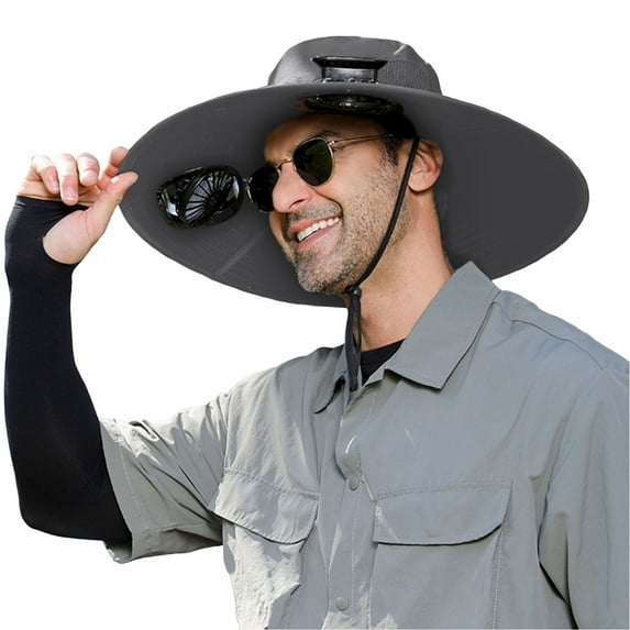 Solar Powered Fan Hat for Men & Women - Wide Brim Sun Hat with Dual USB/Solar Powered Fans, UPF 50+ Outdoor Fishing Hat, Adjustable Cooling Hat for Hiking Gardening