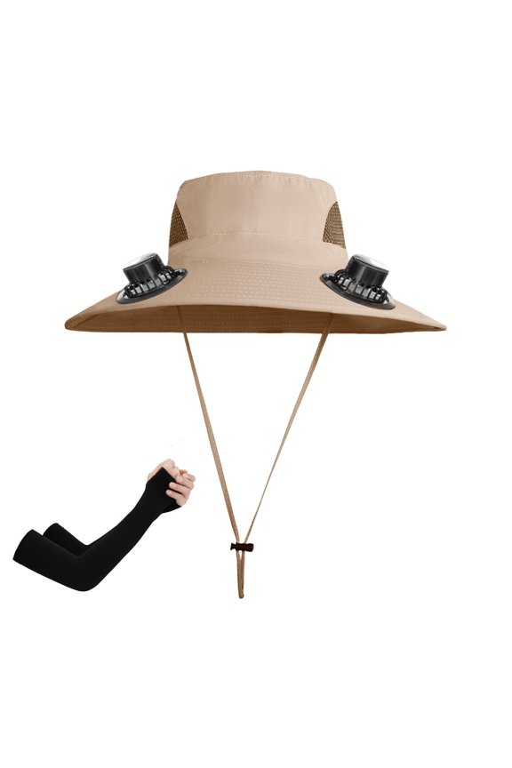 Solar Powered Fan Hat Summer Fisherman Style,Sun Hat with Solar & USB Charging,Strong Airflow Cooling Hat for Men Outdoor Work Fishing Travel