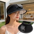 thumbnail image 1 of Solar Powered Fan Hat for Sun Protection Cooling, Three Speed Adjustable USB Rechargeable Fan Cap, Portable Lightweight Outdoor Sun Hat for Hiking Fishing Camping Travel, 4.72in/12cm, Black, 1 of 6