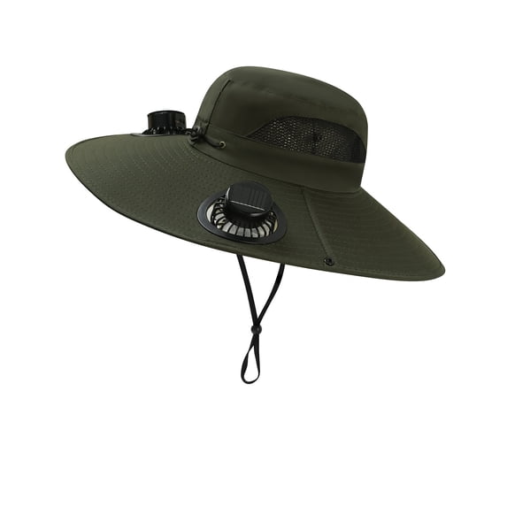Solar Powered Fan Hat - Wide Brim Sun Hat with Solar Charging Cooling Fan - Ideal for Outdoor Activities Like Fishing, Hiking, Camping - UV Protection Hat for Men & Women