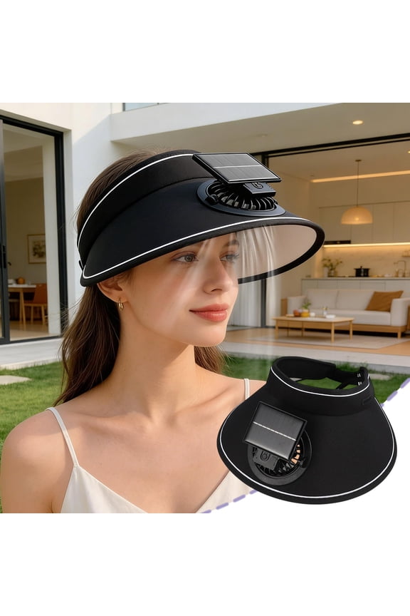 Solar Powered Fan Hat, Wide Brim with Upf 50+ Sun Protection, Usb Rechargeable Three Fast-acting Cooling Fan for Outdoor Hiking Gardening