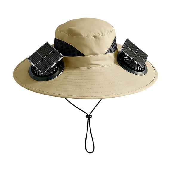 Solar Powered Fan Hat Wide Sun Hat With Fans Outdoor Protection Bucket Hat For Fishing Hiking Gardening Beach