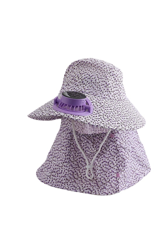 Solar Powered Fan Hat for Women and Girl, Breathable Wide Brim Sun Hat with Face Coverage, UV Protection Outdoor Bucket Hat, Adjustable Mesh Cooling Cap for Beach, Travel, Fishing, Hiking