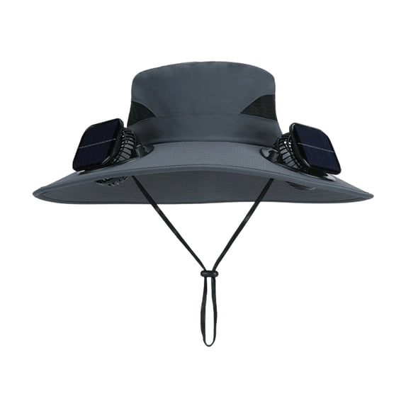 Solar-Powered Fan Hat for Men - Breathable Wide-Brim Sun Protection Hat for Fishing, Hiking, and Outdoor Activities B
