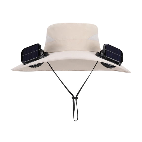Solar-Powered Fan Hat for Men - Breathable Wide-Brim Sun Protection Hat for Fishing, Hiking, and Outdoor Activities E