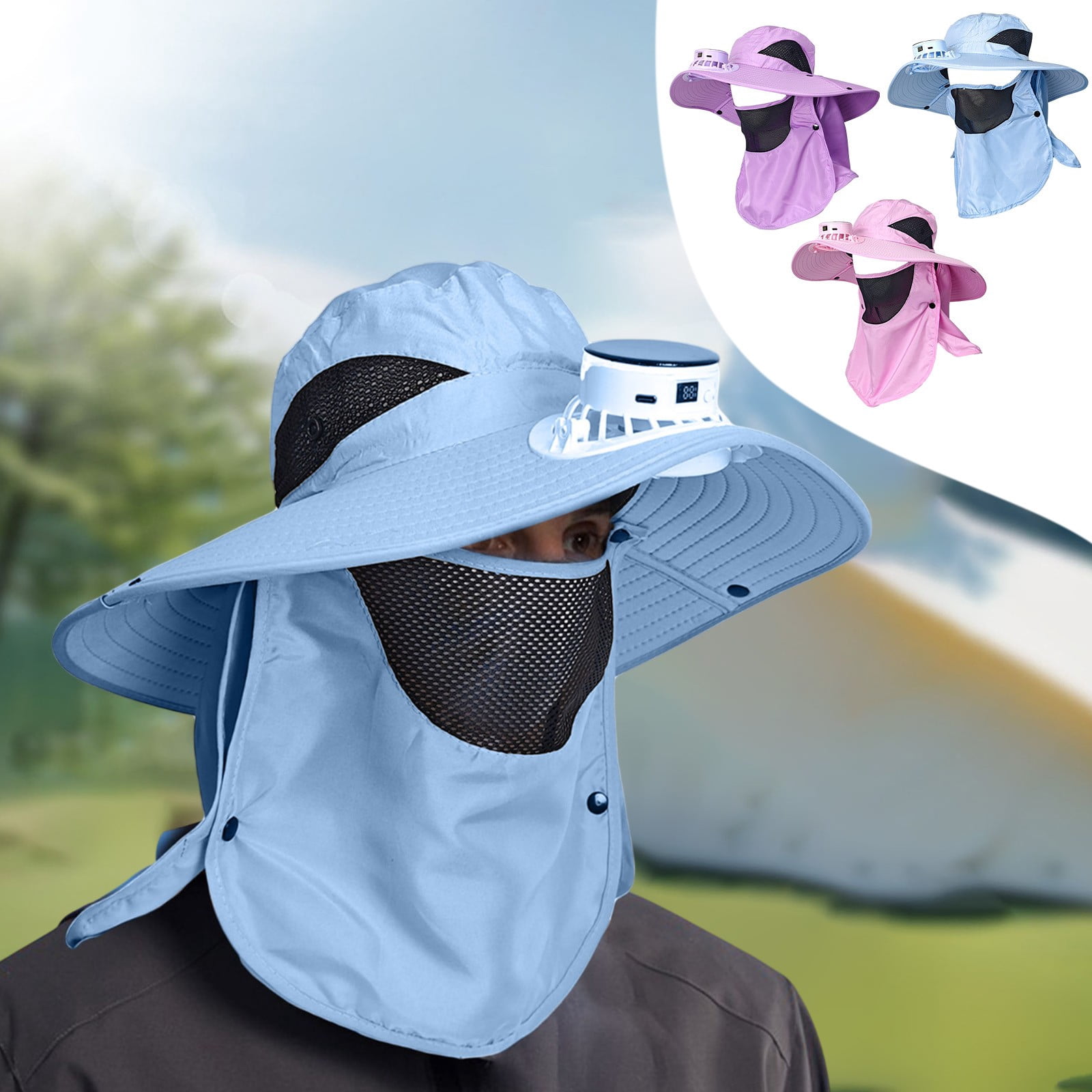 Solar Powered Fan Hat for Men USB Charging 3 Speed Cooling Sun Cap for ...